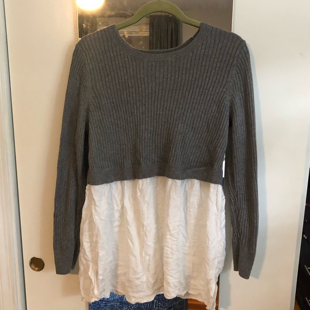 Gray & White Maternity Sweater